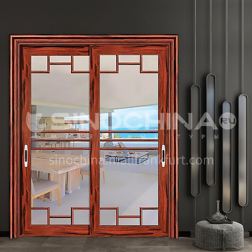 1.2mm aluminum alloy two-track sliding door with simple decoration and double-layer tempered glass